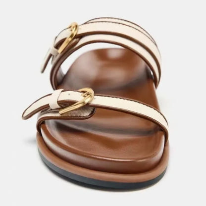 Leona Double Strap Canvas Slide Sandals