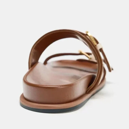 Leona Double Strap Canvas Slide Sandals