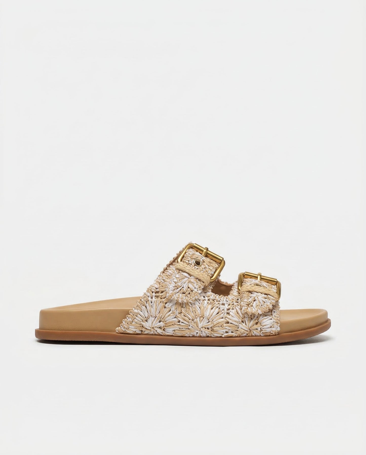 Isla Embroidered Raffia Slide Sandals