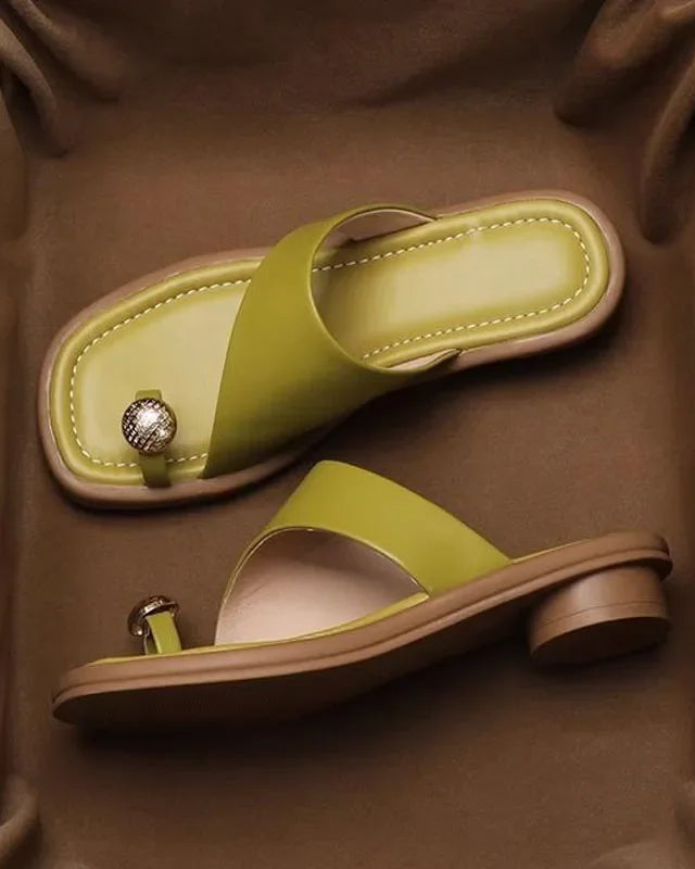 Marina Leather Toe Ring Slide Sandals