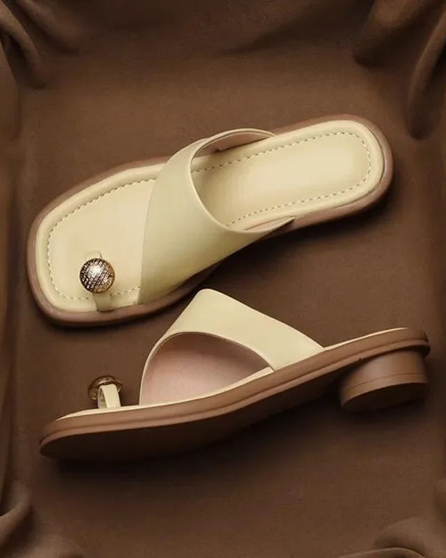 Marina Leather Toe Ring Slide Sandals