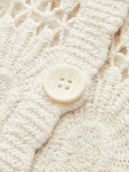 Elena Floral Crochet Button-Down Cardigan