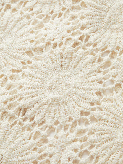 Elena Floral Crochet Button-Down Cardigan