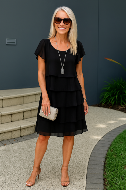 Elena Short Sleeve Layered Midi Dress