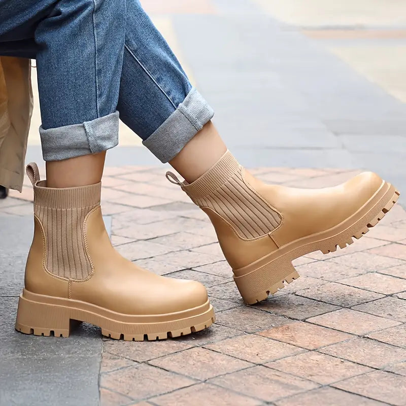 Elowen Faux Leather Chunky Chelsea Boots