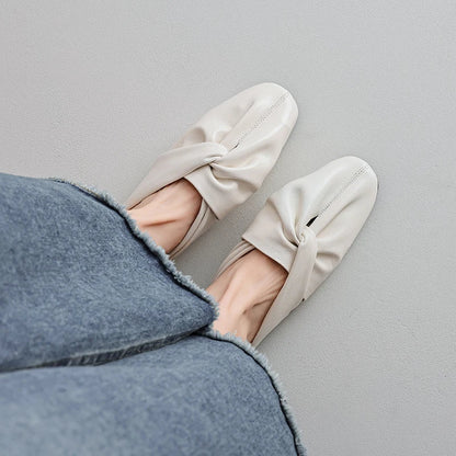 Nora Square Toe Leather Flat Mules