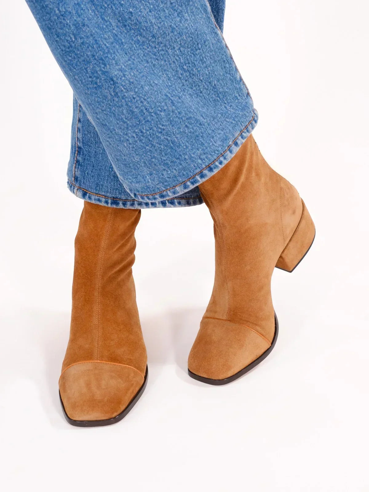 Marta Suede Block Heel Ankle Boots