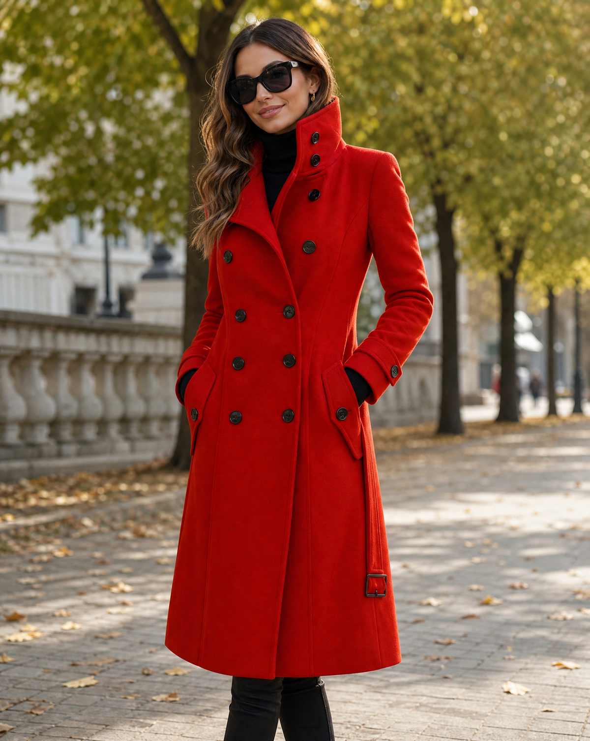 Violetta Double-Breasted Stand-Collar Coat