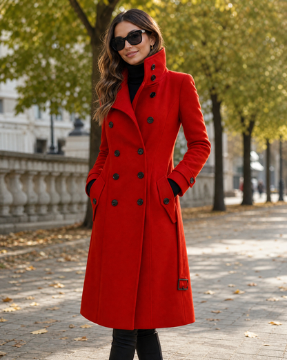 Violetta Double-Breasted Stand-Collar Coat