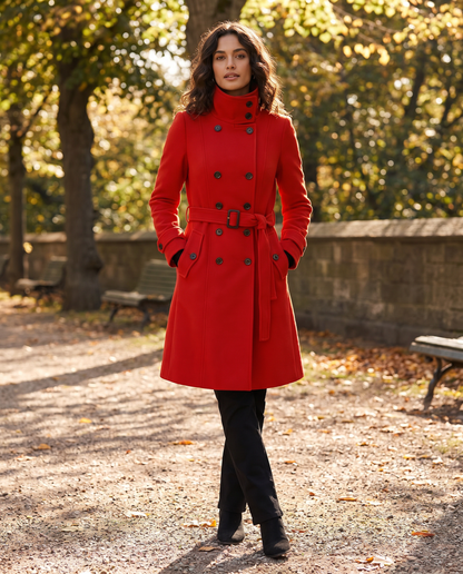 Violetta Double-Breasted Stand-Collar Coat