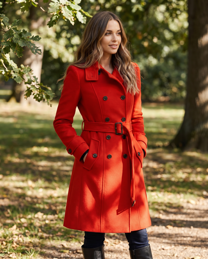 Violetta Double-Breasted Stand-Collar Coat