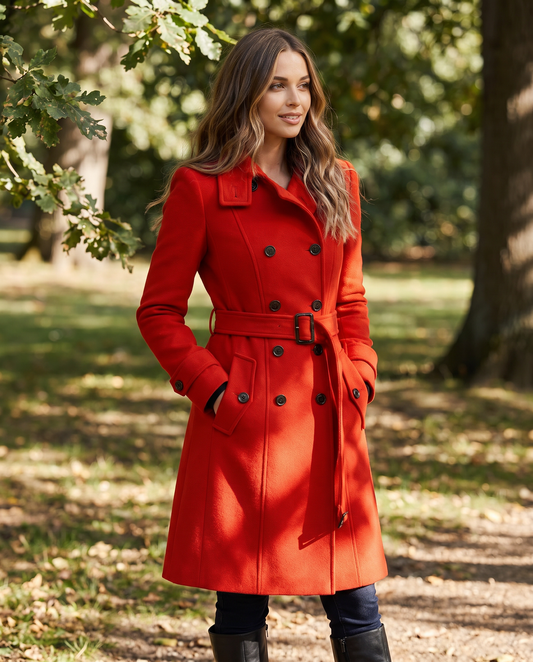 Violetta Double-Breasted Stand-Collar Coat