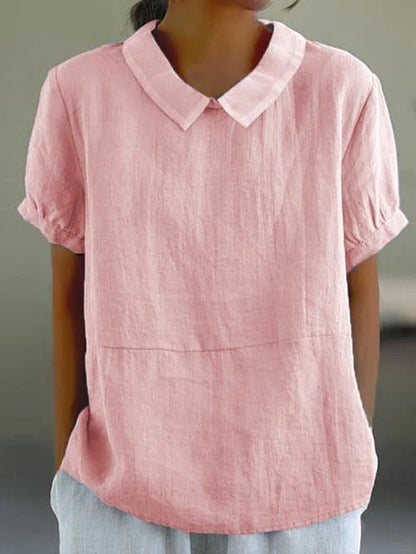 Camille Peter Pan Collar Linen Blouse