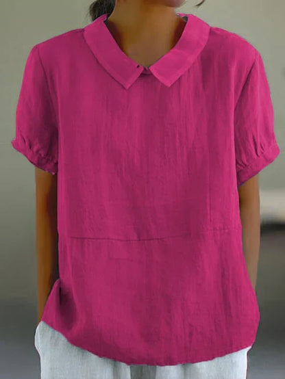 Camille Peter Pan Collar Linen Blouse