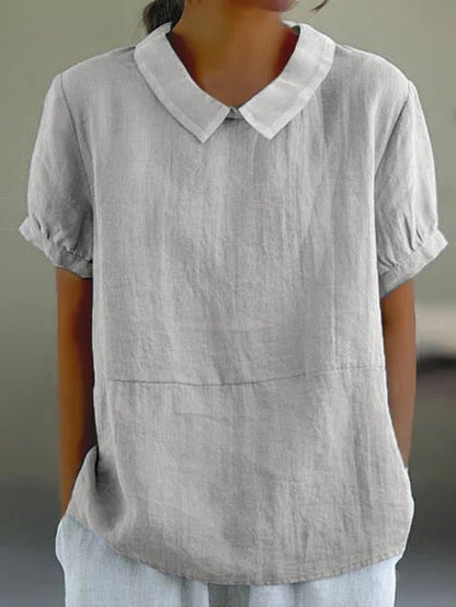 Camille Peter Pan Collar Linen Blouse