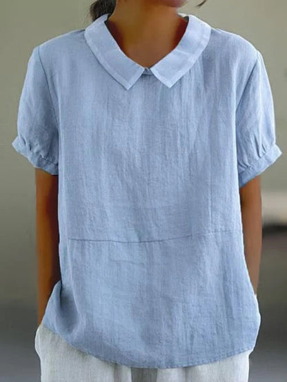 Camille Peter Pan Collar Linen Blouse