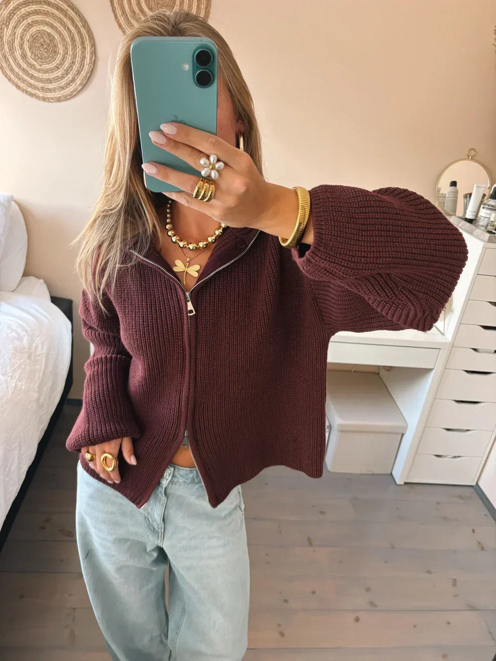 Monique Cashmere Blend Zip-Up Cardigan