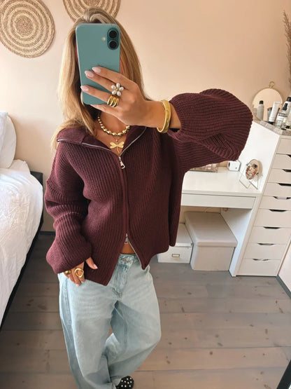 Monique Cashmere Blend Zip-Up Cardigan