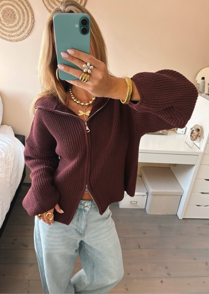 Monique Cashmere Blend Zip-Up Cardigan