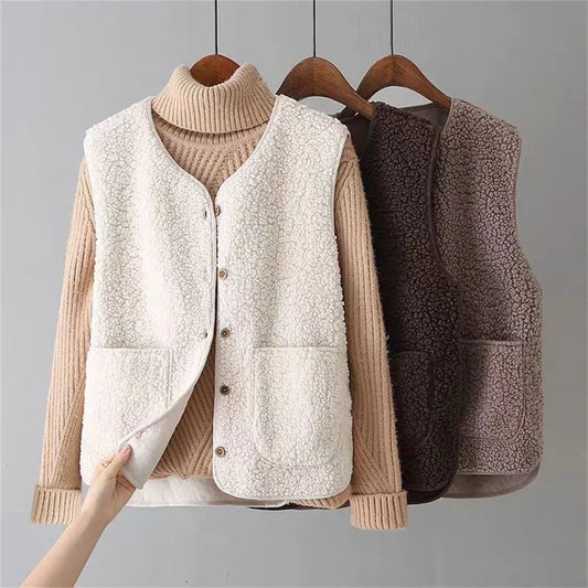 Olena Faux Shearling Cardigan Vest