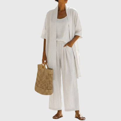 Evelina Linen-Cotton Three-Piece Set