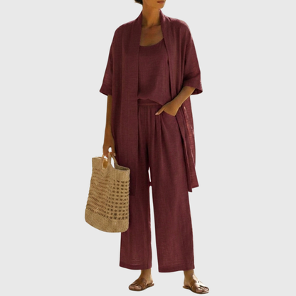 Evelina Linen-Cotton Three-Piece Set