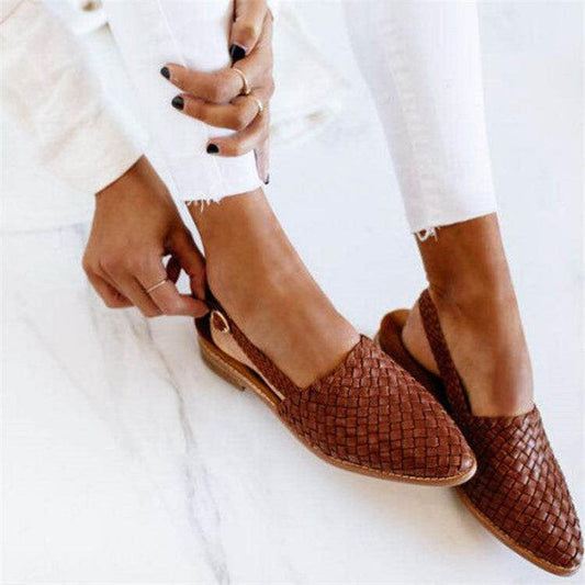Sienna Cushioned Woven Faux Leather Flats