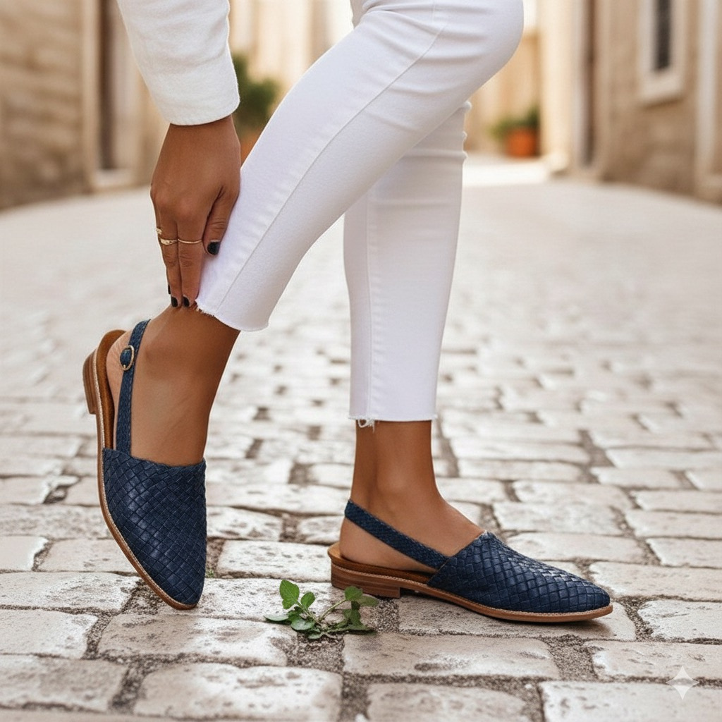 Sienna Cushioned Woven Faux Leather Flats