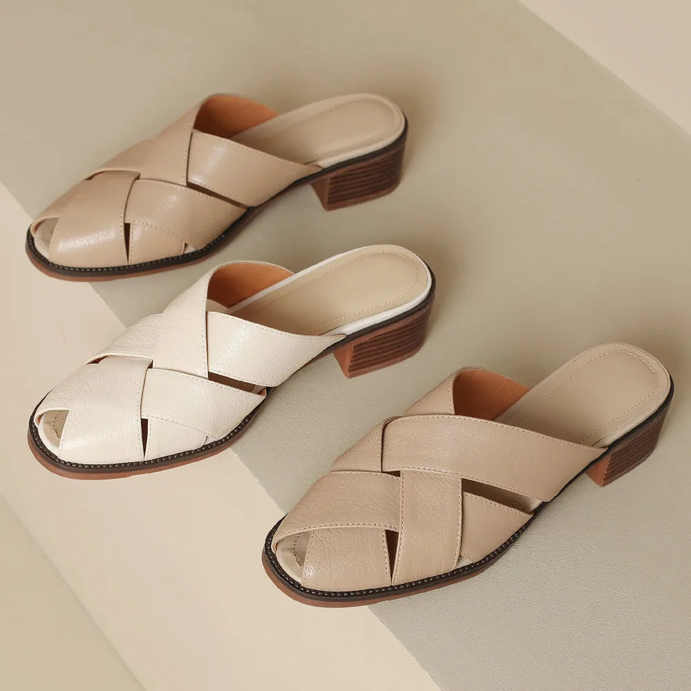 Camille Woven Leather Flat Mules