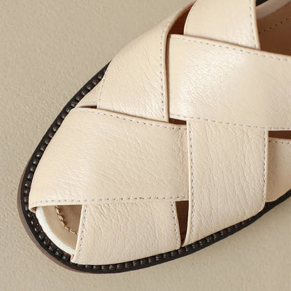 Camille Woven Leather Flat Mules