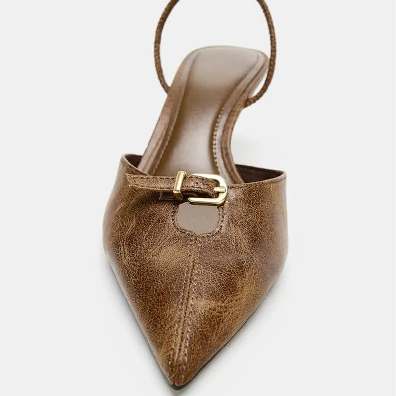 Amara Pointed Toe Slingback Kitten Heels