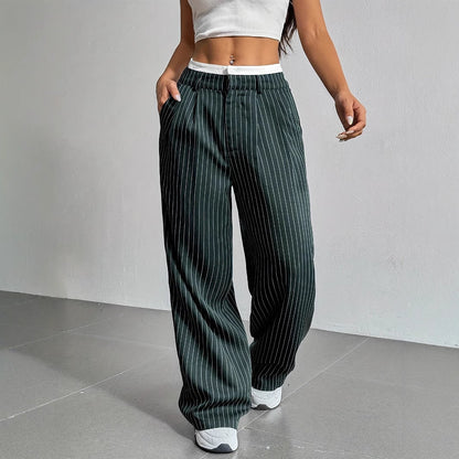 Giselle Striped High-Waist Wide-Leg Pants