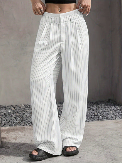 Giselle Striped High-Waist Wide-Leg Pants