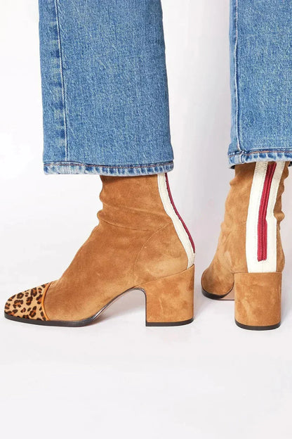 Selena Women's Square-Toe Velvet Ankle Boots