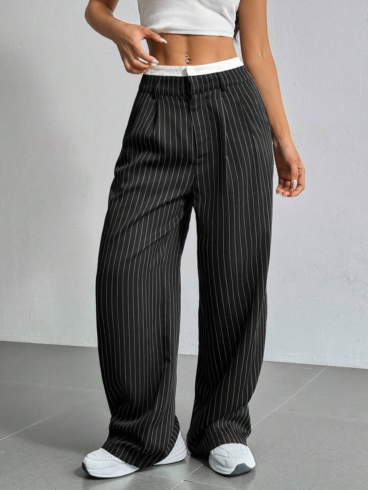 Giselle Striped High-Waist Wide-Leg Pants