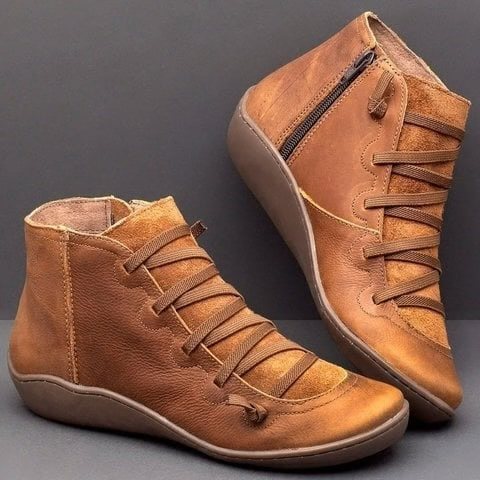 Maren Leather Lace-Up Ankle Boots