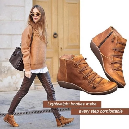 Maren Leather Lace-Up Ankle Boots