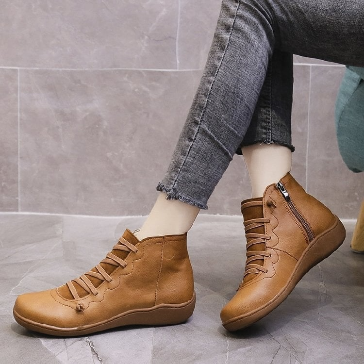 Maren Leather Lace-Up Ankle Boots