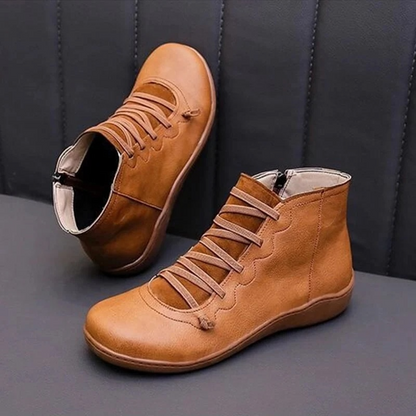 Maren Leather Lace-Up Ankle Boots