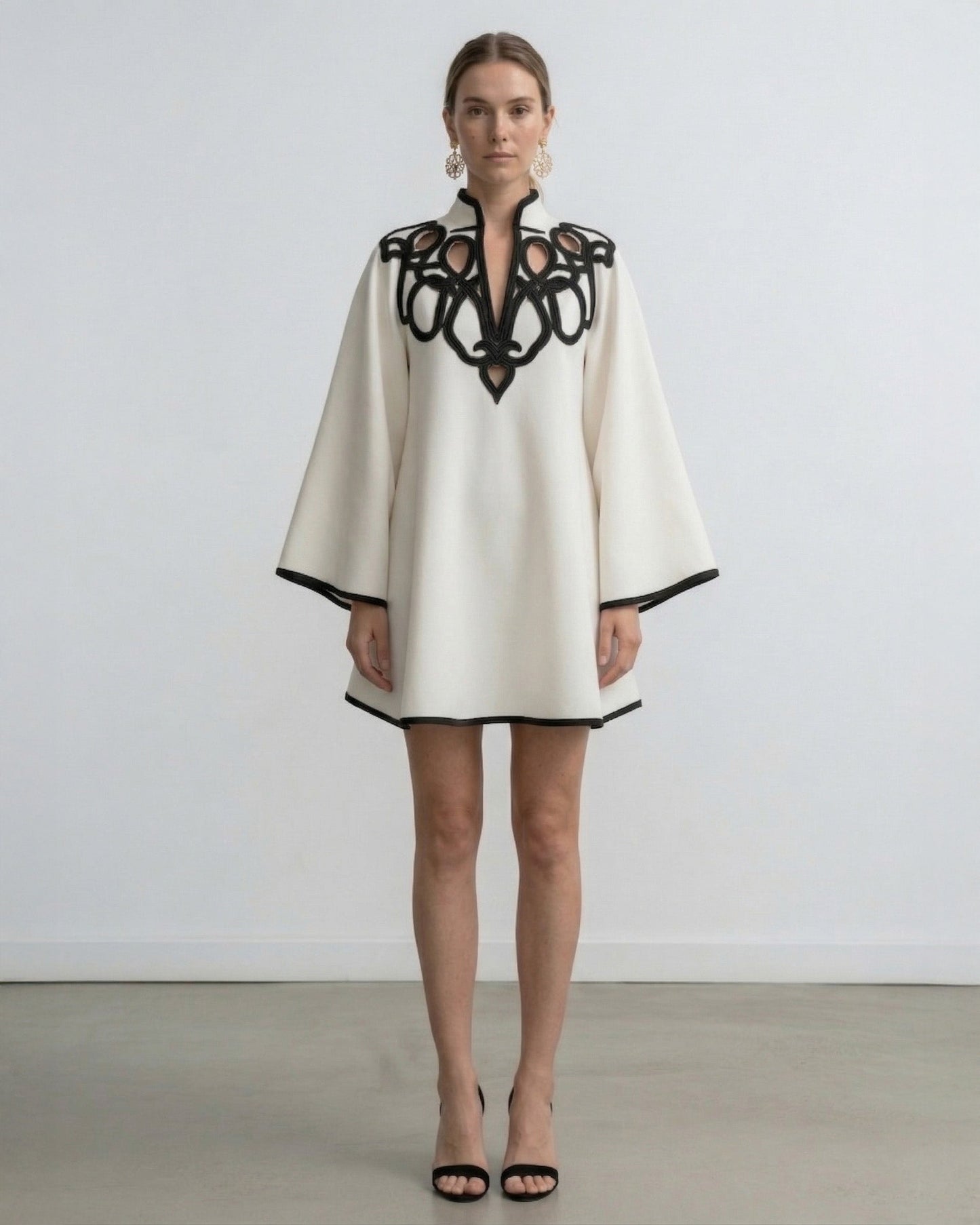 Sienna Embroidered Bell Sleeve Mini Dress