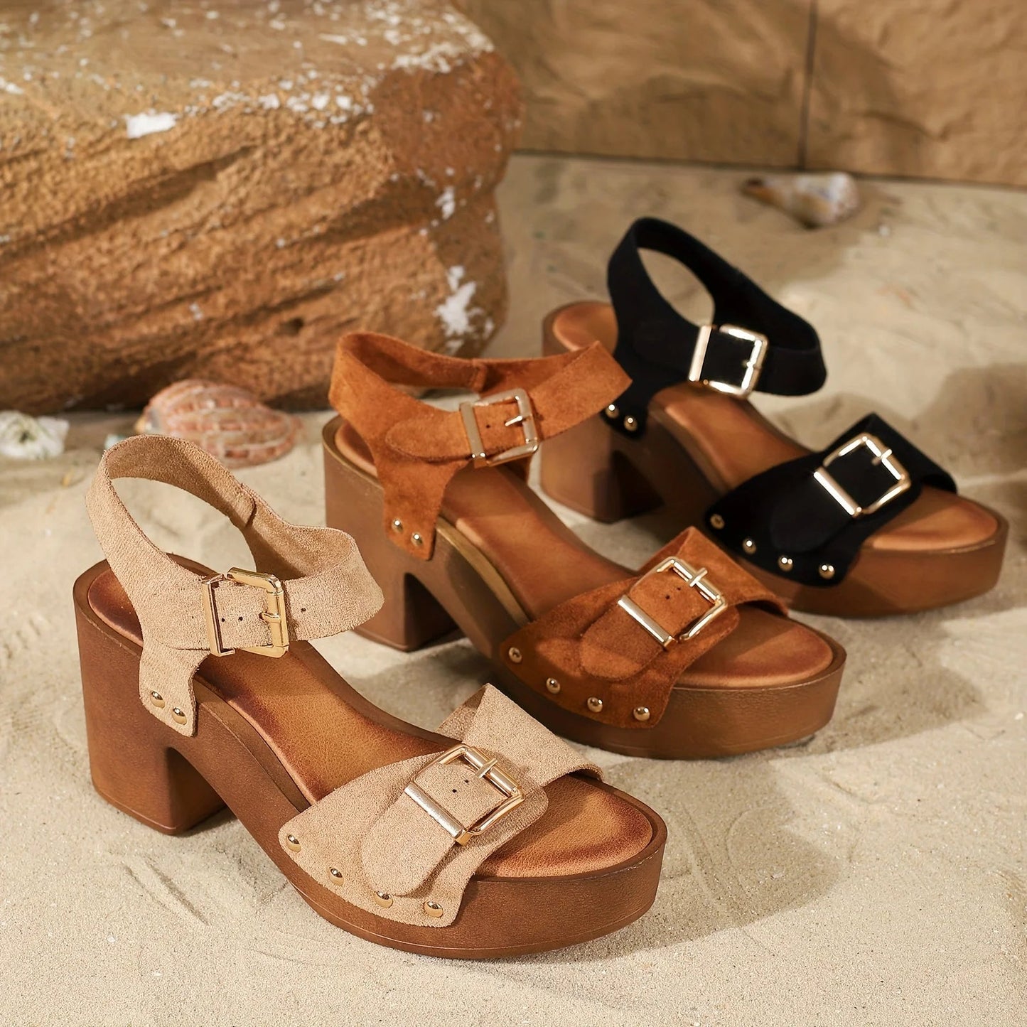 Sabrina Suede Platform Clog Sandals