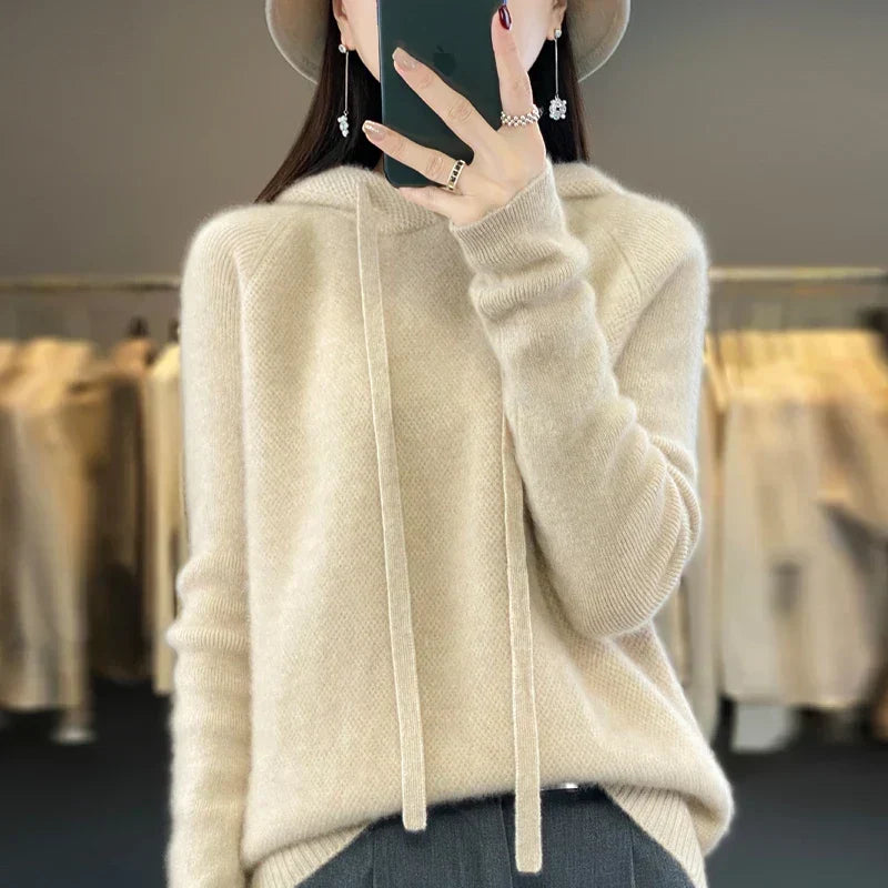 Saskia Hooded Knit Pullover Sweater