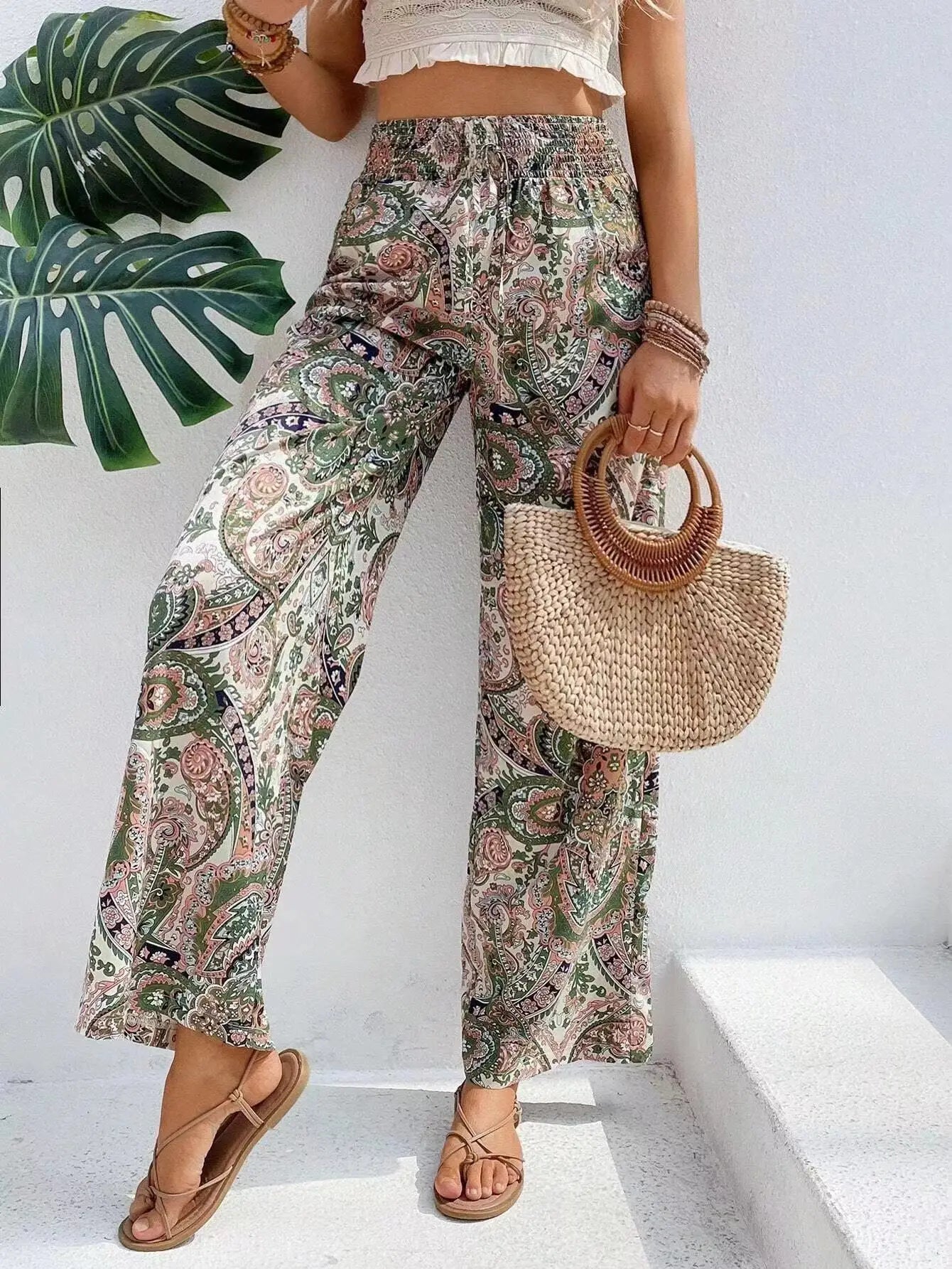 Maeve Vintage Printed Wide-Leg Pants
