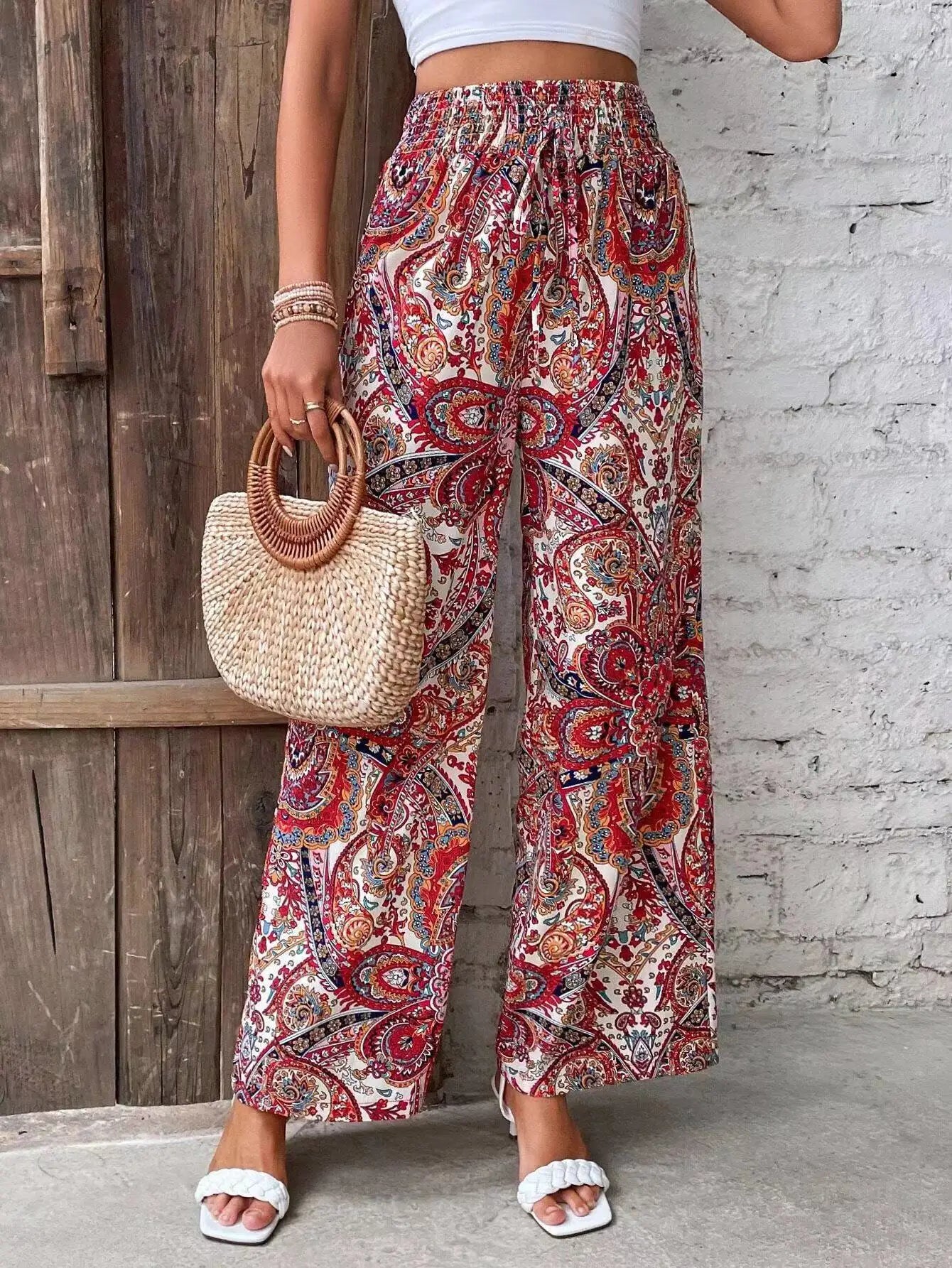 Maeve Vintage Printed Wide-Leg Pants
