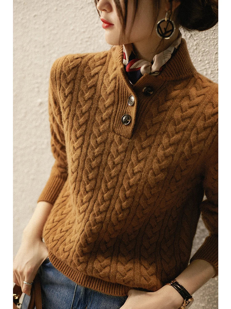 Harlow Button-Up Cashmere Sweater