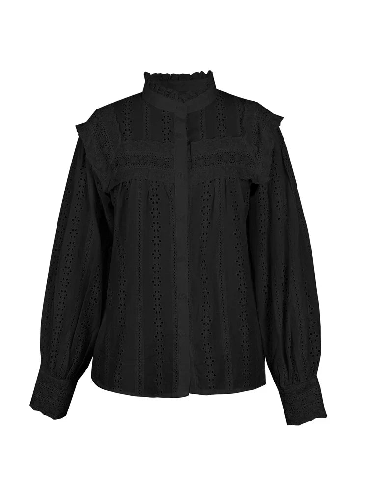 Elena Eyelet Embroidered Long Sleeve Blouse
