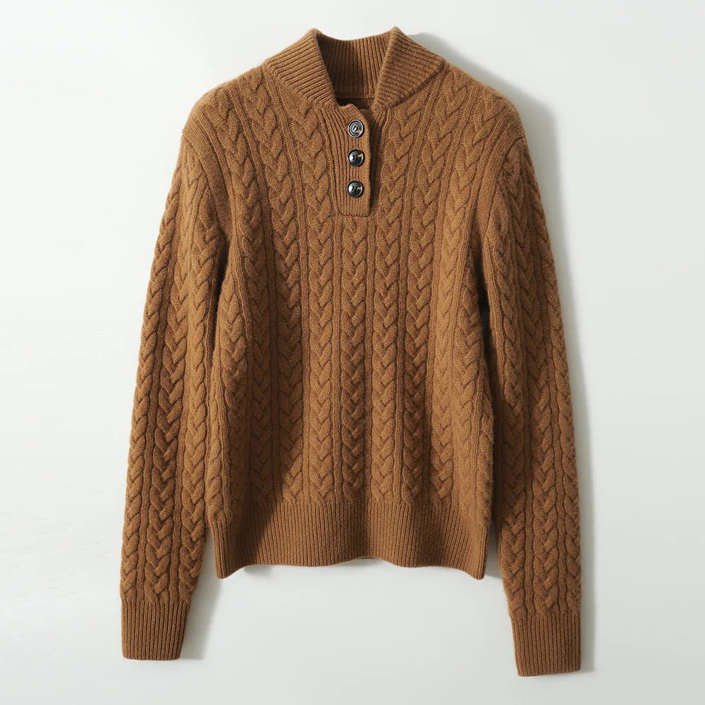 Harlow Button-Up Cashmere Sweater