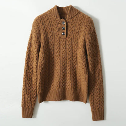 Harlow Button-Up Cashmere Sweater