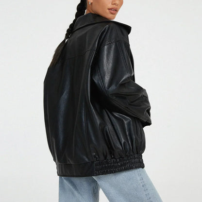 Aurette Oversized Leather Jacket