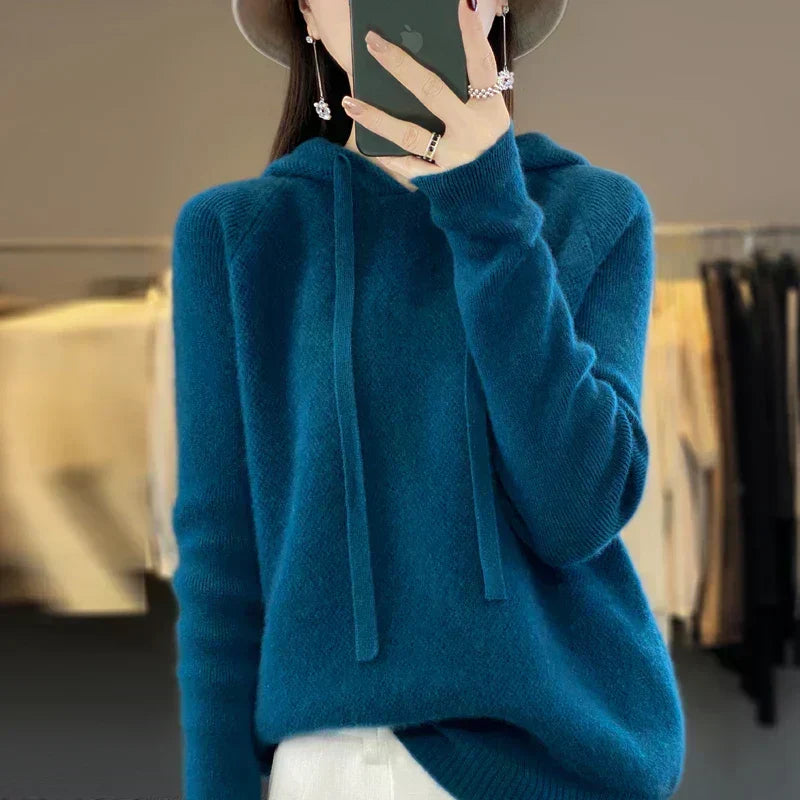 Saskia Hooded Knit Pullover Sweater